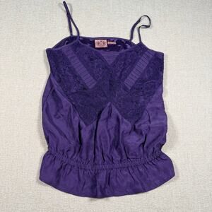 Vintage Y2k Purple Juicy Couture Purple Silky Top Size 2 lace small